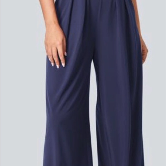HALARA Navy Wide-Leg Jumpsuit Pants with Pockets - Picture 4 of 7